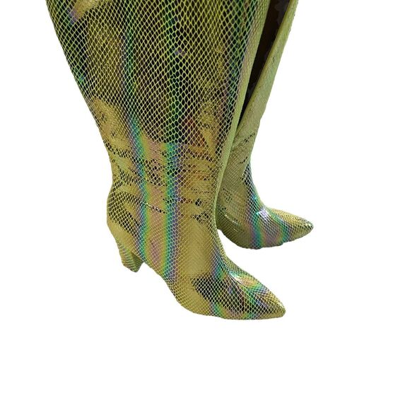 Womens Rainbow Snake Embossed Pointed Toe Block Heel Boot 8.5 - Picture 3 of 6